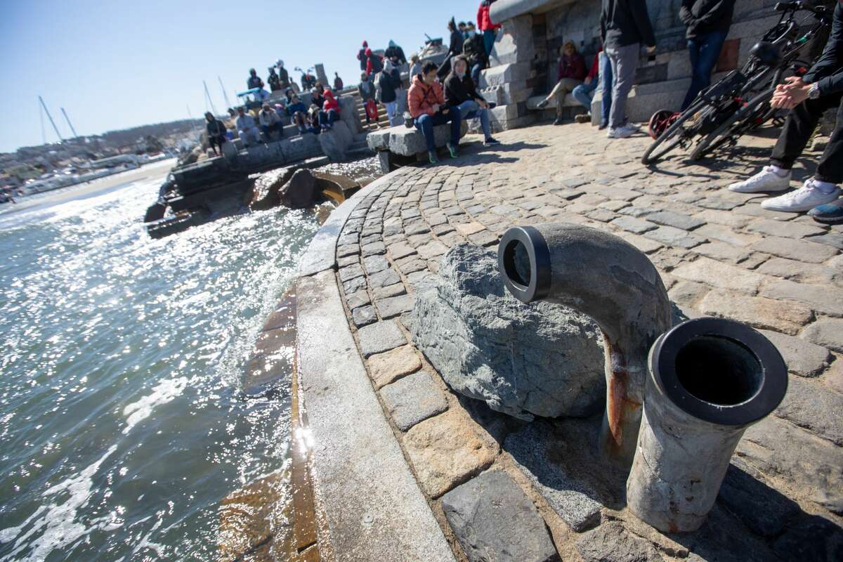 Some of the pipes that are part of the Wave Organ in San Francisco on Oct. 8, 2021.