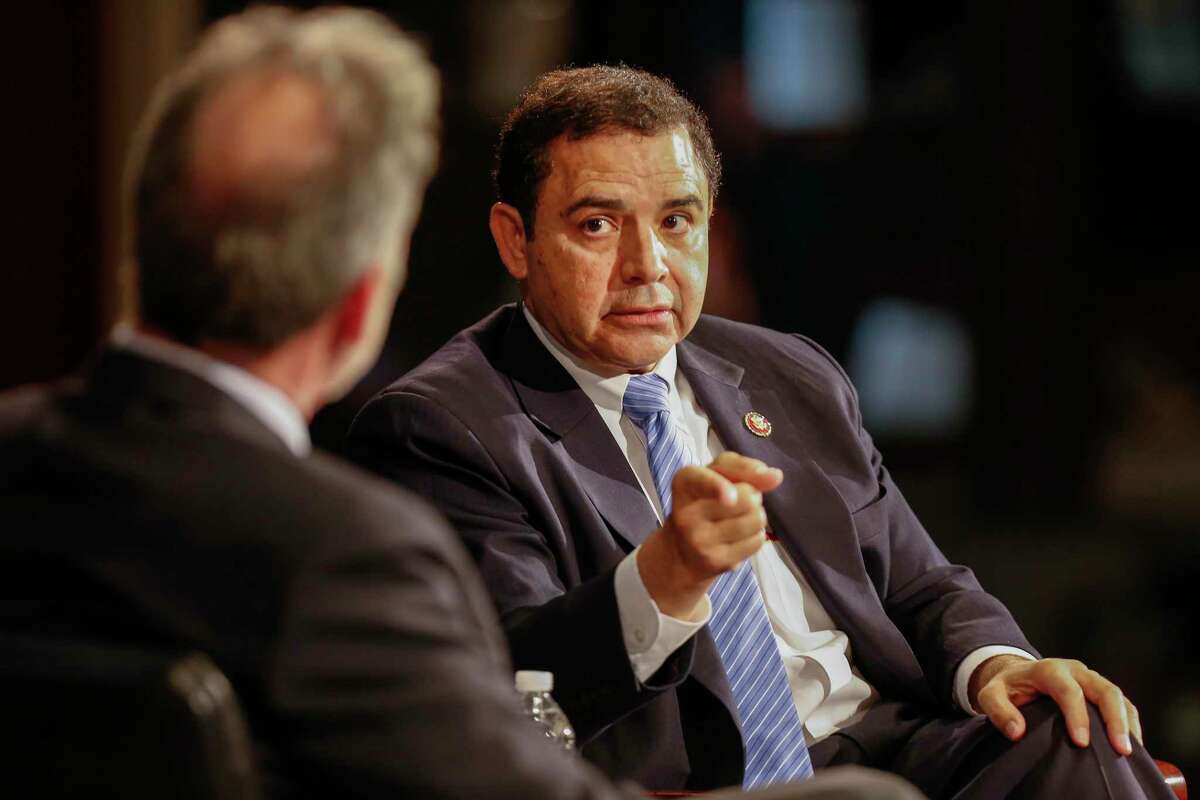 Rep. Henry Cuellar participates in an armchair discussion at Rice University in 2019.