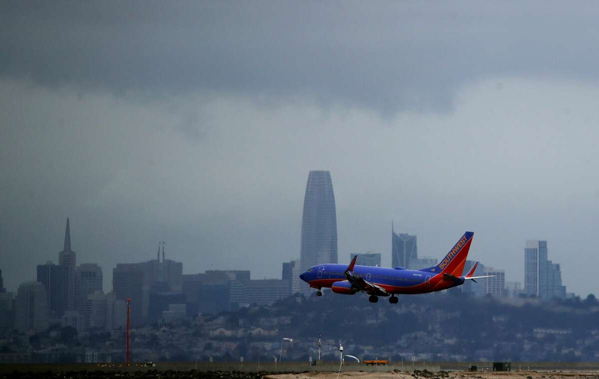 A Southwest Airlines plane lands at San Francisco International Airport on Mar. 6, 2020 in Burlingame.