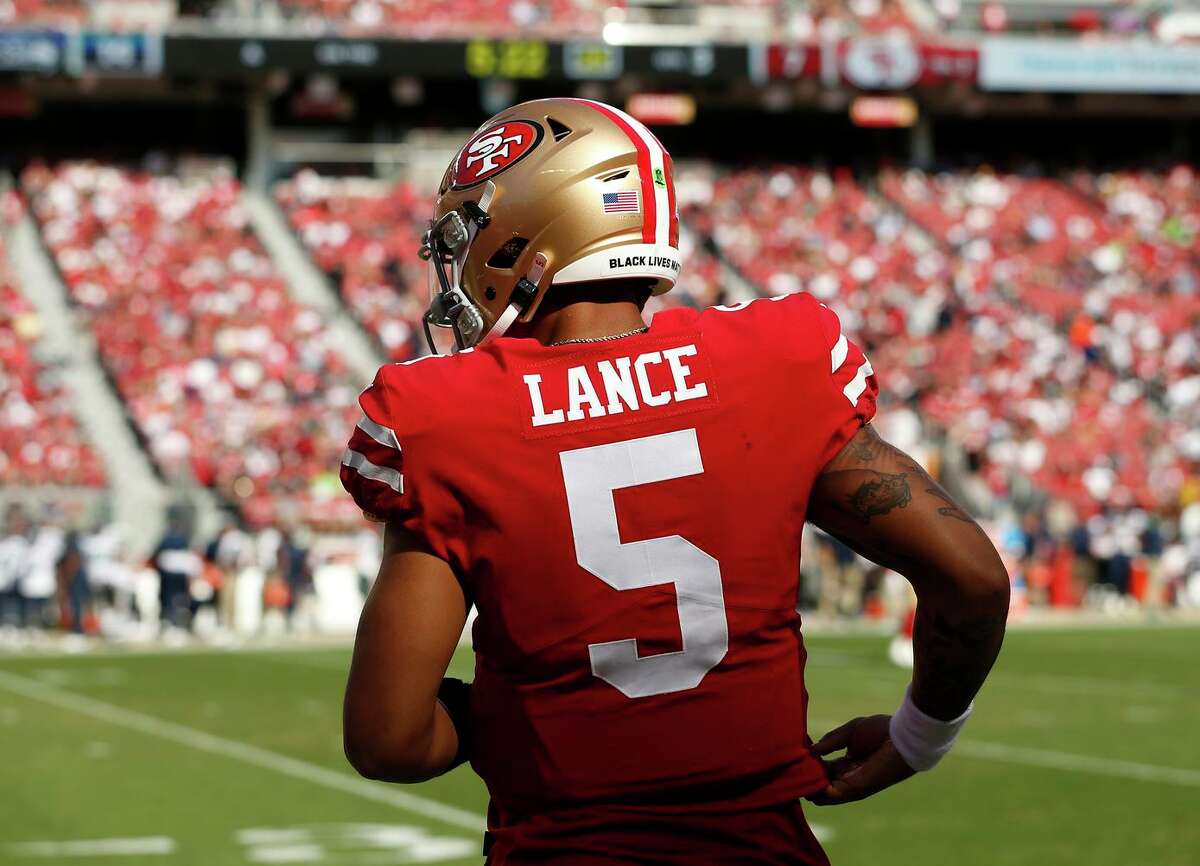 49ers quarterback Trey Lance didn’t get off the bench much during the seaso...