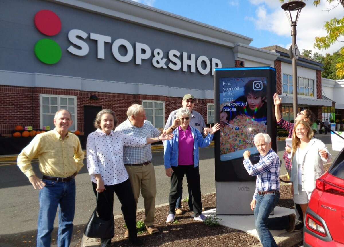 Members of the Ridgefield Action Committee for the Environment recently held a flash mob at Stop & Shop to showcase the store’s new electric vehicle chargers.