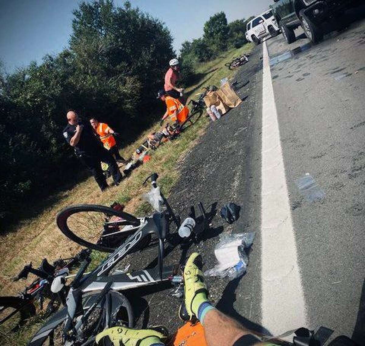 Six bicyclists were injured Sept. 25, 2021, in Waller, Texas, when witnesses say a pickup driver, 16, was intentionally blowing exhaust on them during a training ride.