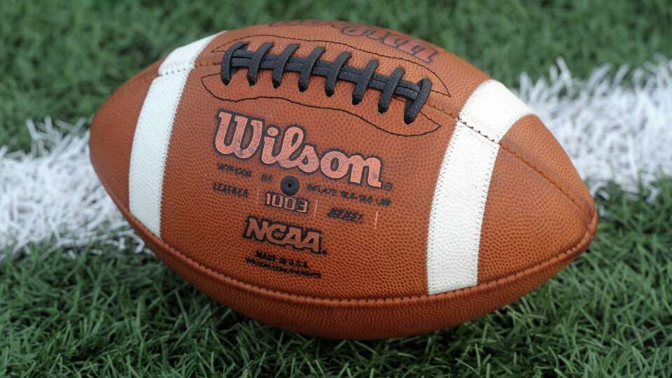 A football, to illustrate high school football, photographed at Norwalk High School, in Norwalk, Conn. Sept. 25, 2020.