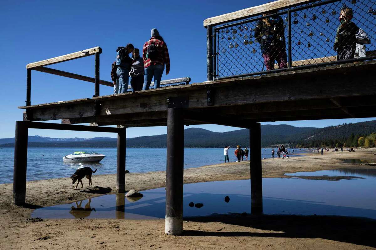 The pier no longer reaches Lake Tahoe at Kings Beach. The lake is in danger of falling below its natural rim, which means no water would flow out to the Truckee River.