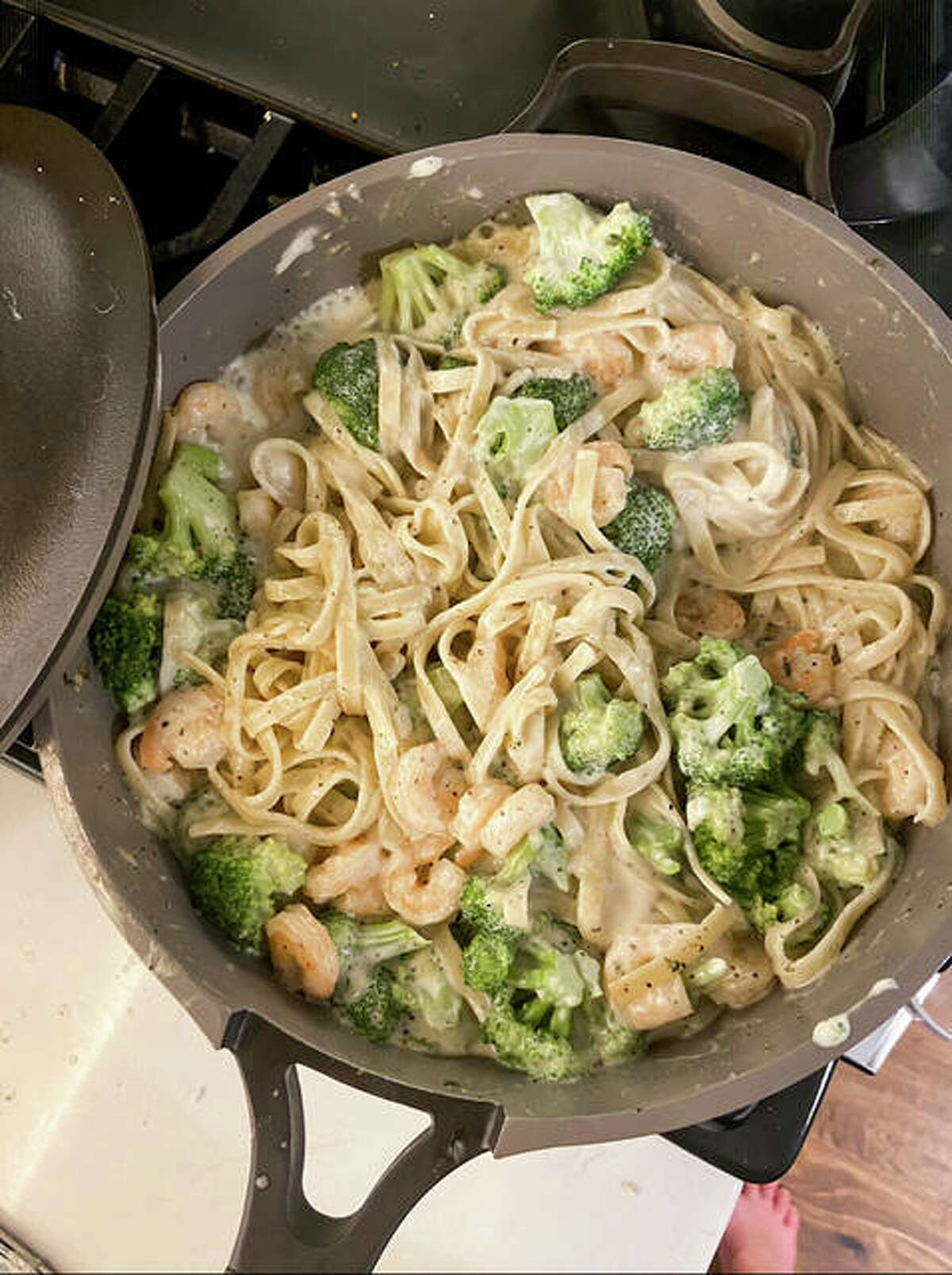 Lemon pepper shrimp and broccoli pasta make for an enjoyable meal.