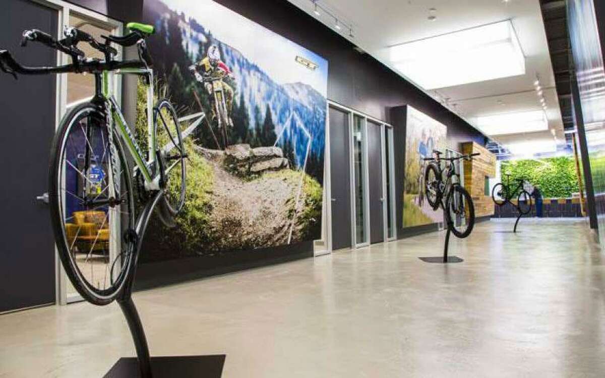A file photo of Cannondale bicycles on display at the company’s Wilton headquarters.