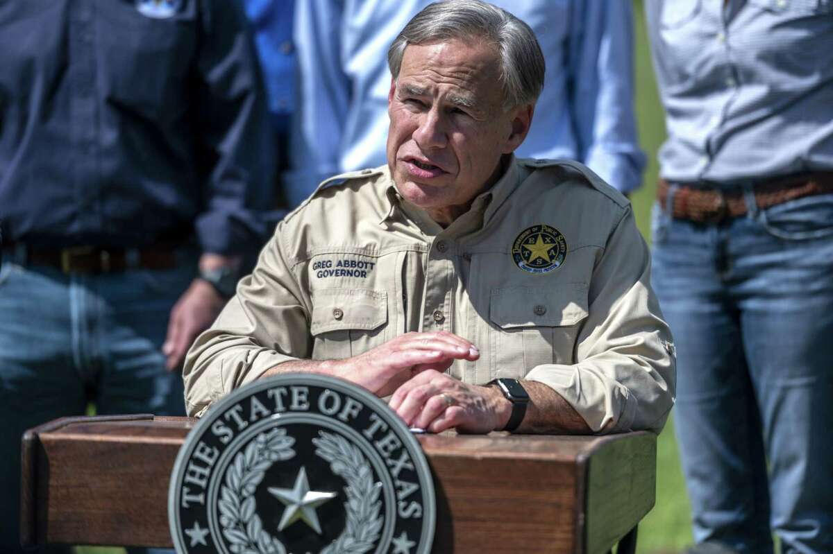 Greg Abbott, governor of Texas, speaks during a news conference in Mission, Texas, on Oct. 6, 2021.