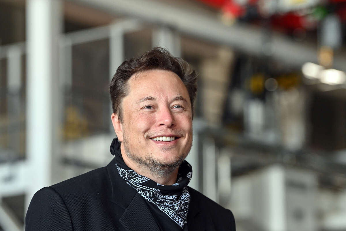 Elon Musk, Tesla CEO, stands in the foundry of the Tesla Gigafactory during a press event.
