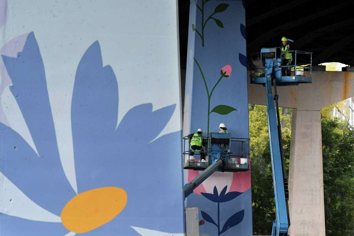 Mural adding a splash of color under Collar City Bridge