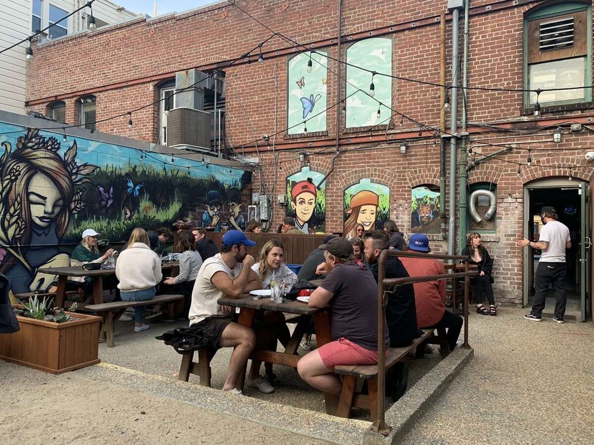 The patio at Finnegans Wake offers plenty of outdoor space for customers.