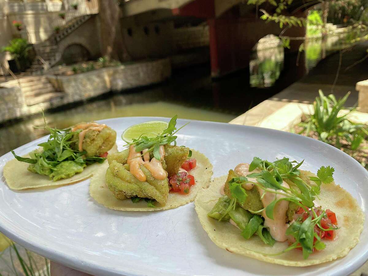 Domingo Restaurant at the Canopy by Hilton San Antonio Riverwalk hotel offers Baja fish tacos.