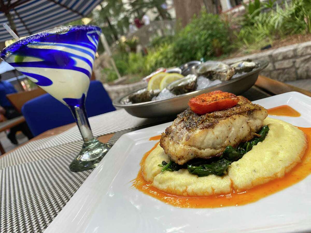 Ostra at Mokara Hotel & Spa on the River Walk is a seafood restaurant featuring roasted Gulf rockfish, top tier, fresh East Coast oysters and a pineapple jalapeño margarita.