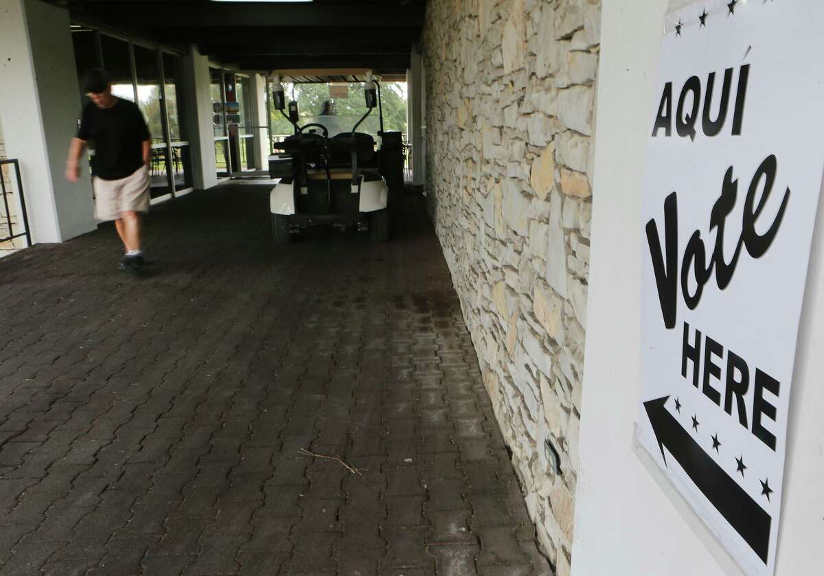 A man leaves a polling site in 2017 at the Olmos Basin Golf Course. The redistricting process driven by new census numbers has been completed at some local governments but won’t be reflected on voter registration cards until November, 2023.