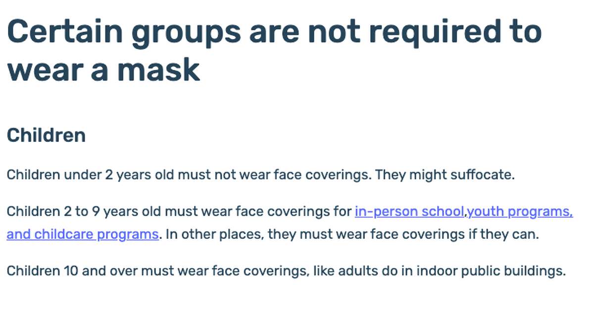 The version of San Francisco's mask guidance for children that SFGATE editors accessed Tuesday.