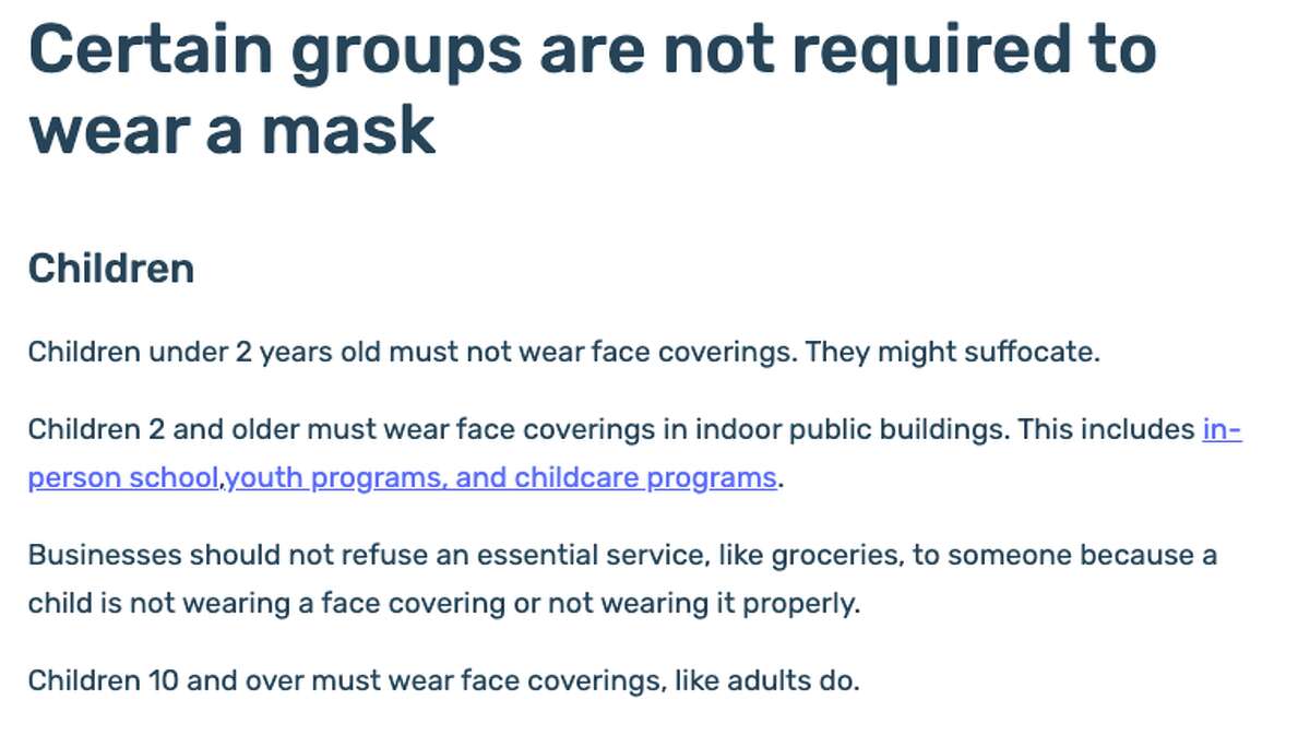 The current version of San Francisco's mask guidance for children.