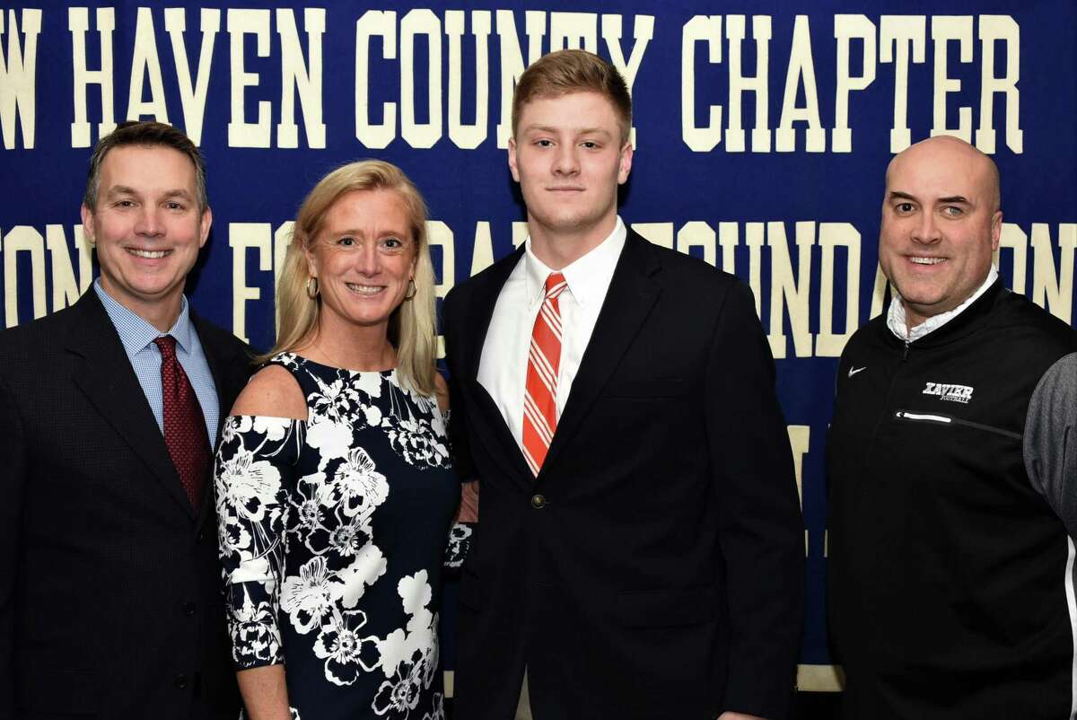 Will Levis has been named the scholar athlete for Xavier by the Casey-O'Brien chapter of the National Football Foundation and College Football Hall of Fame. He is with his parents Michael and Beth Levis and coach Andy Guyon.