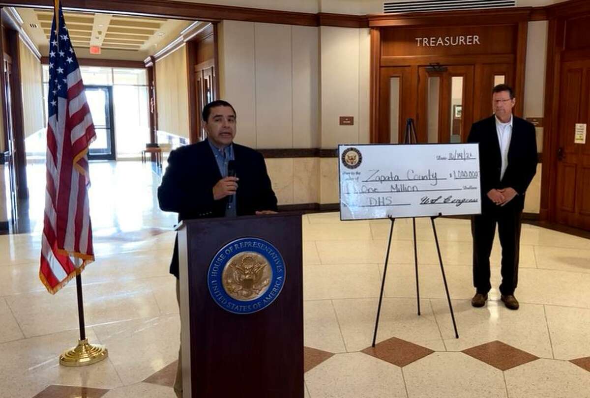 Rep. Henry Cuellar speaks on Thursday regarding the $1 million going for a new Zapata County Emergency Operations Center.