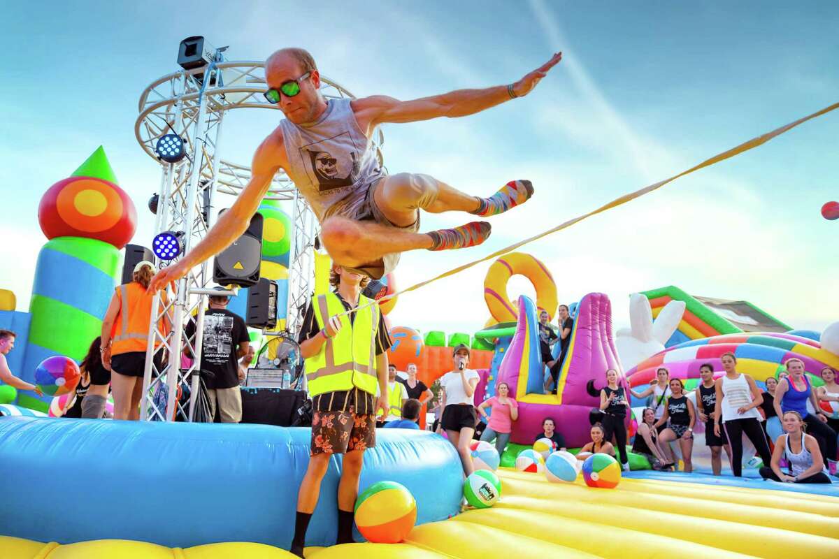 The quartet of Big Bounce America inflatables includes the 13,000-square-foot World’s Biggest Bounce House; the Sport Slam, featuring a customized sports arena; an obstacle course named The Giant; and airSPACE.