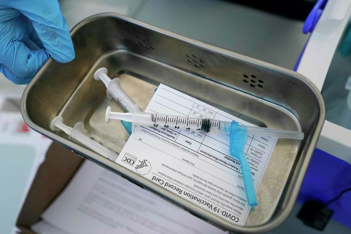 Syringes filled with the Johnson & Johnson vaccine at a mobile vaccination site in Miami.