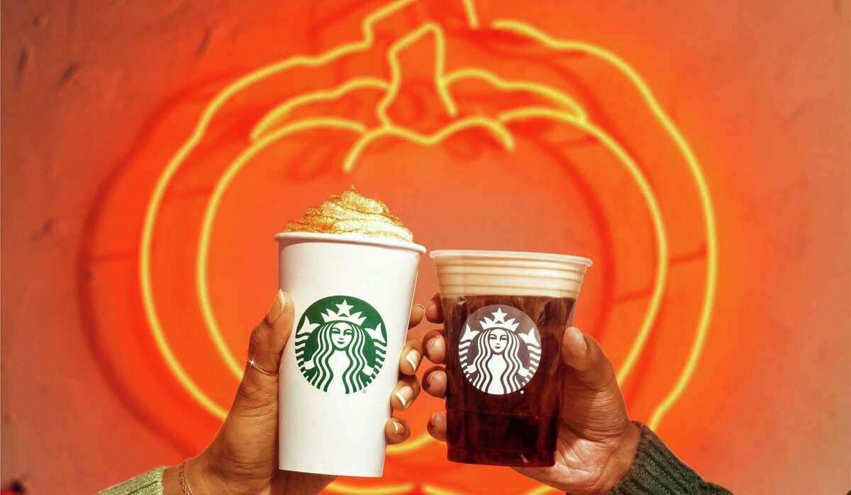 The popular pumpkin spice latte, left, is back at Starbucks for the fall, along with the pumpkin cream cold brew.