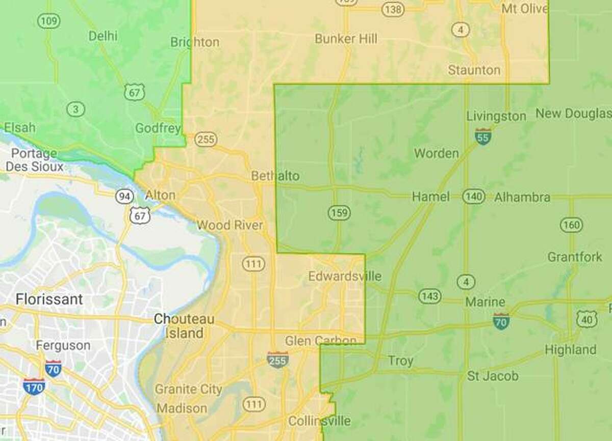 The proposed Illinois Congressional district maps unveiled Friday would divide Madison County into two main districts as well as a third including the northwest corner of the county in a district stretching north from Godfrey to just outside Moline.