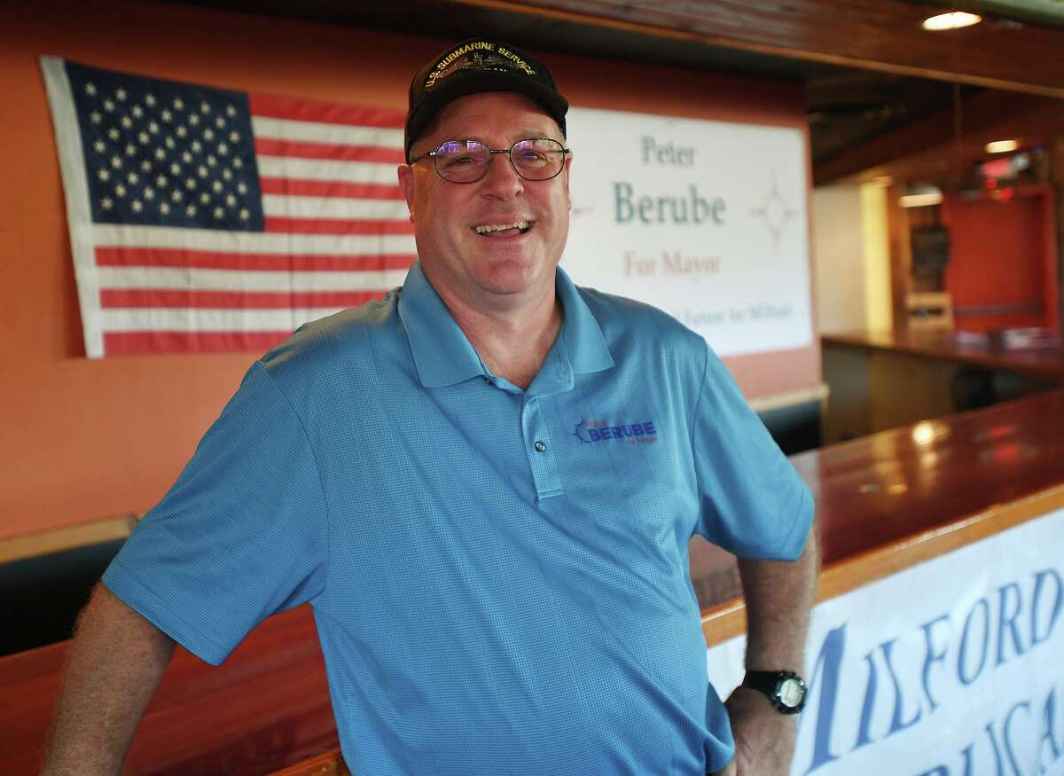 Republican candidate for mayor Peter Berube at Republican Headquarters.