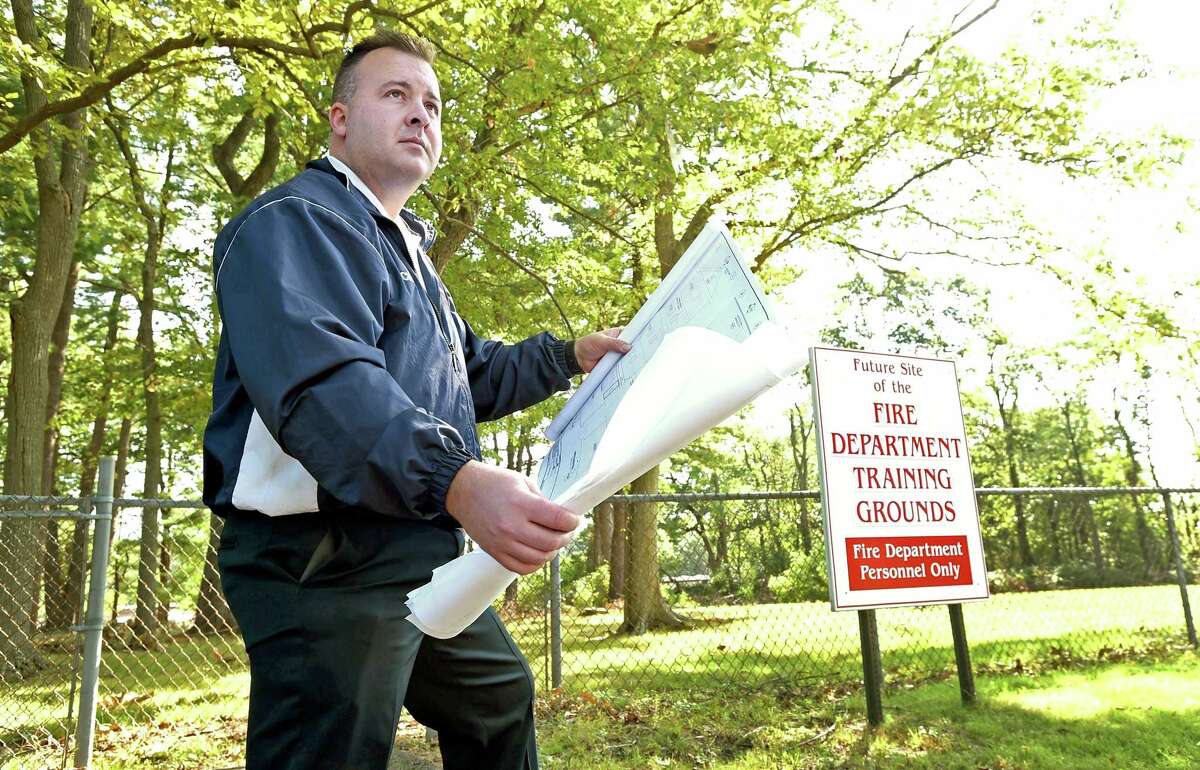 North Haven Fire Chief Paul Januszewski at the future site of the North Haven Fire Department training grounds and training tower on Washington Avenue, 2020