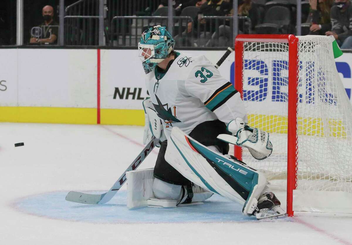 Goalie Adin Hill and the Sharks will open their season at 7 p.m. Saturday against Winnipeg. (NBCSCA)