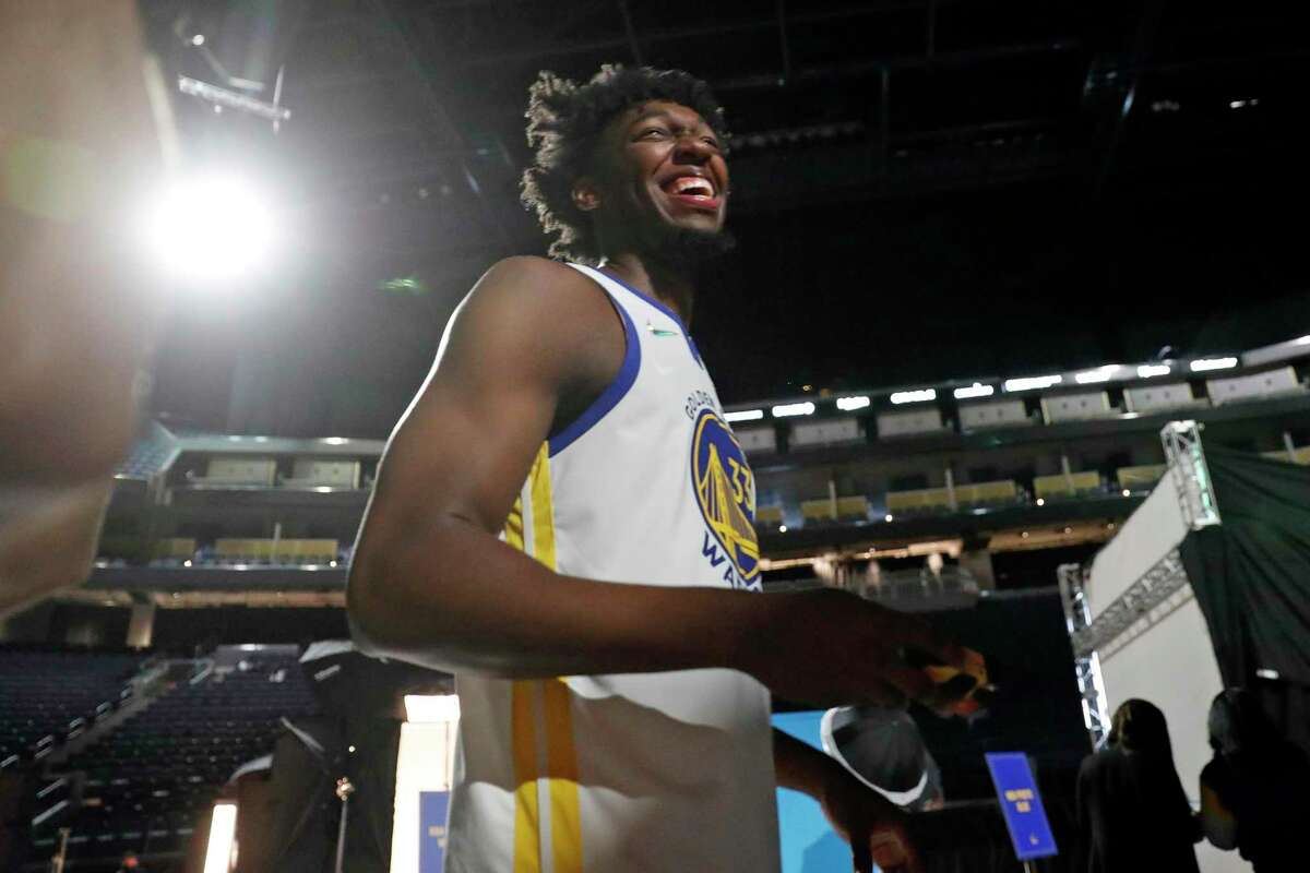 Warriors second-year center James Wiseman was thrust into a prominent role as a rookie before suffering a knee injury.