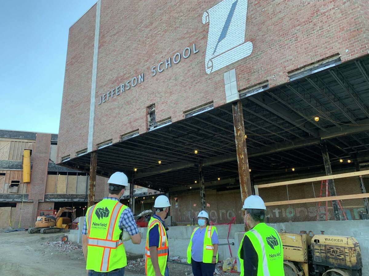 Norwalk Public Schools administrators and several board of education members toured Jefferson Elementary School in October to survey the progress on the renovations. The building is scheduled to reopen for the 2022-2023 school year.