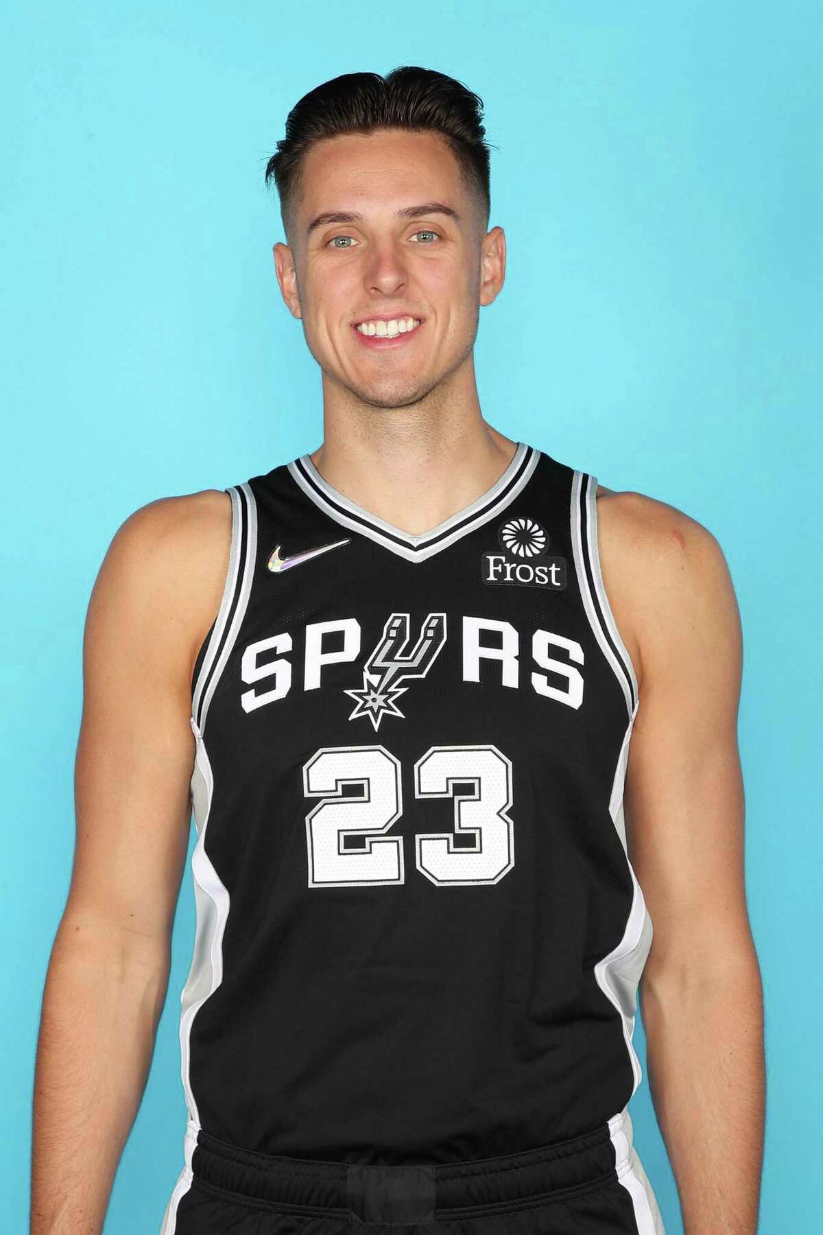 SAN ANTONIO, TX - SEPTEMBER 27: Zach Collins #23 of the San Antonio Spurs poses for a head shot at NBA Media Day on September 27, 2021 at AT&T Center in San Antonio, Texas. NOTE TO USER: User expressly acknowledges and agrees that, by downloading and or using this Photograph, user is consenting to the terms and conditions of the Getty Images License Agreement. Mandatory Copyright Notice: Copyright 2021 NBAE (Photo by Michael J. LeBrecht II/NBAE via Getty Images)
