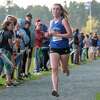 With a time of 17:23 Emily Bush, of Saratoga, won the Division 3, girls race at the 39th Annual Burnt Hills Cross Country Invitational meet at the Saratoga State Park on Saturday, Oct. 15, 2021. (Jim Franco/Special to the Times Union)
