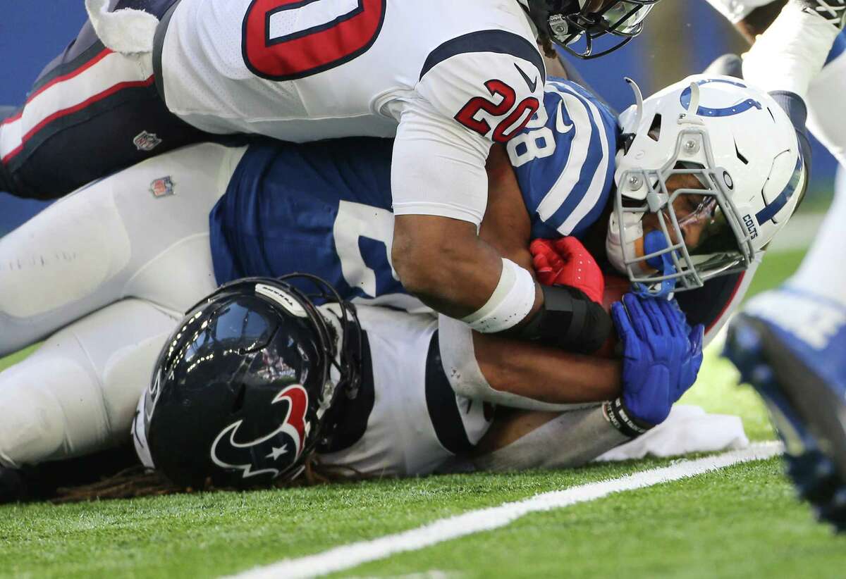 The Texans were able to stop Jonathan Taylor for a half in October before he broke lose the second.
