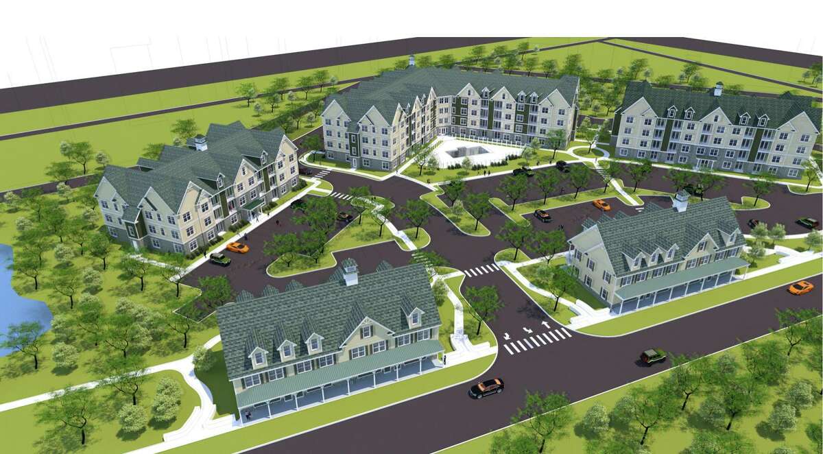 Rendering of the residential and commercial development proposed for 48-50 Stony Hill Road.