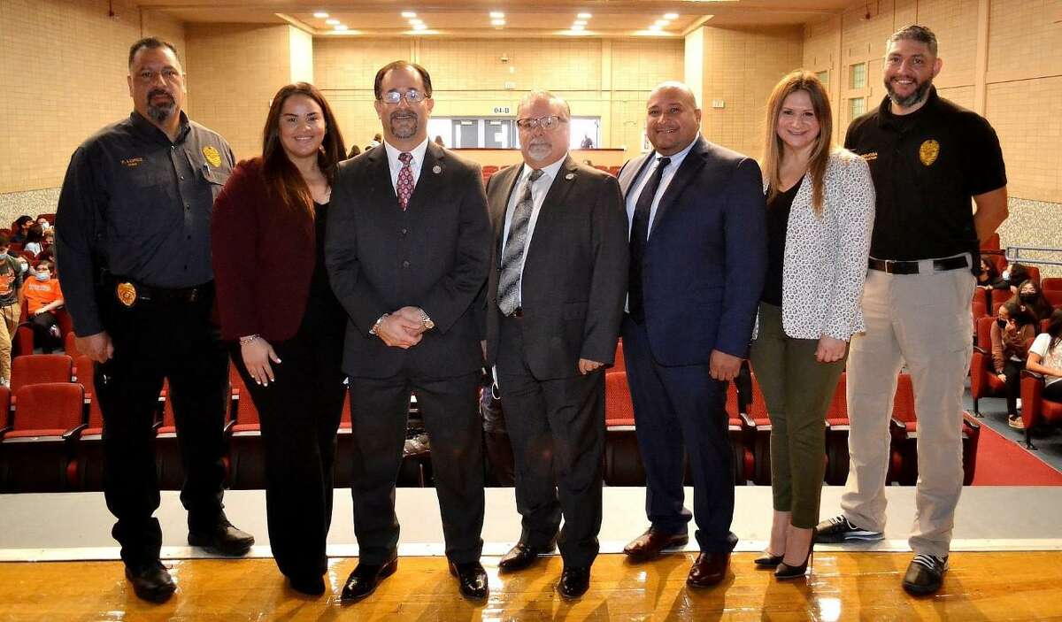 Pictured is Chief Investigator Tino Lopez; Office Manager Jessica Palos; Webb County Attorney Marco A. Montemayor; First Assistant Rolando Garza; Assistant County Attorney Ruben Arce; Assistant County Attorney Karla Arce and Assistant Chief Investigator Vidal Hinojosa.