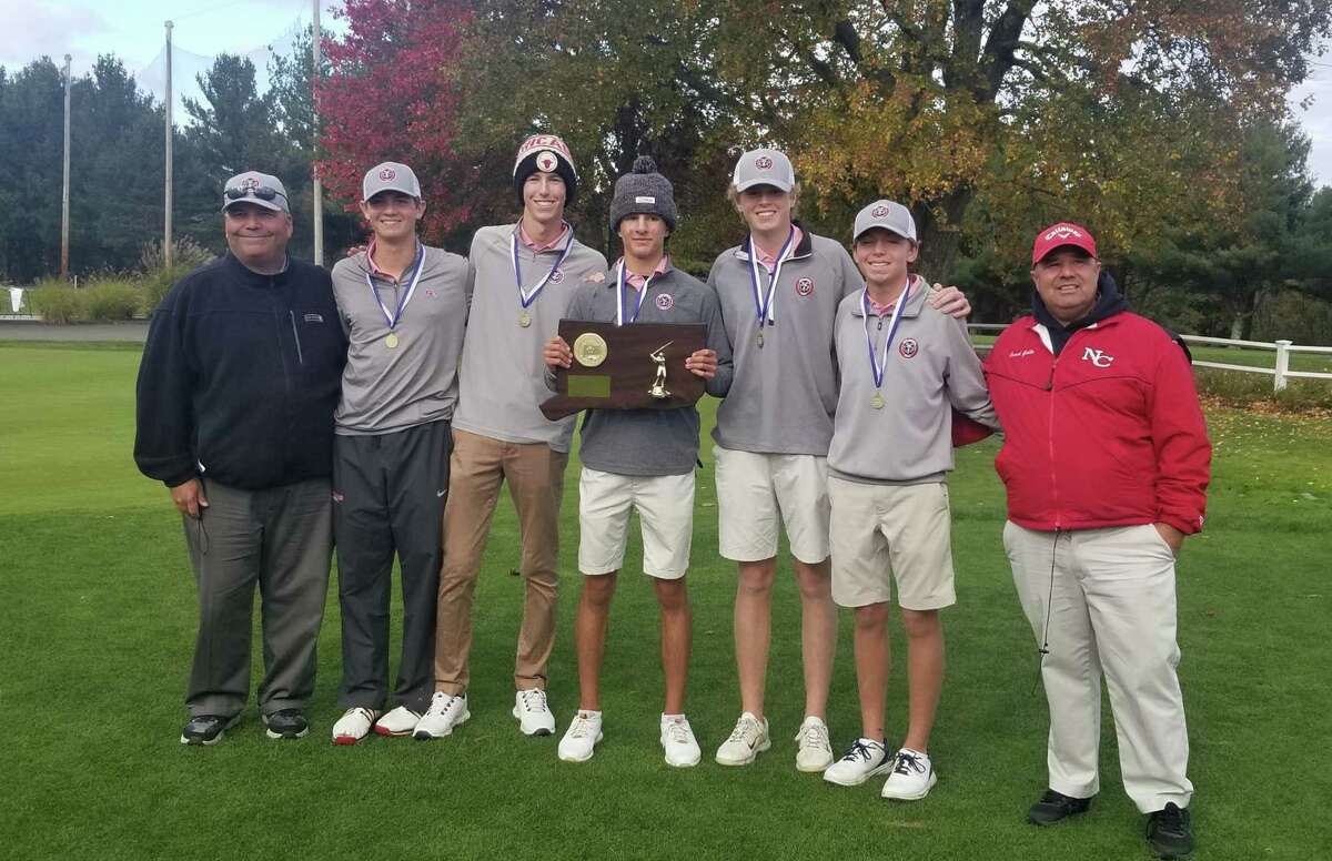 New Canaan won its first Division I state boys golf championship on Oct. 18, 2021 at Chippanee Country Club in Bristol.