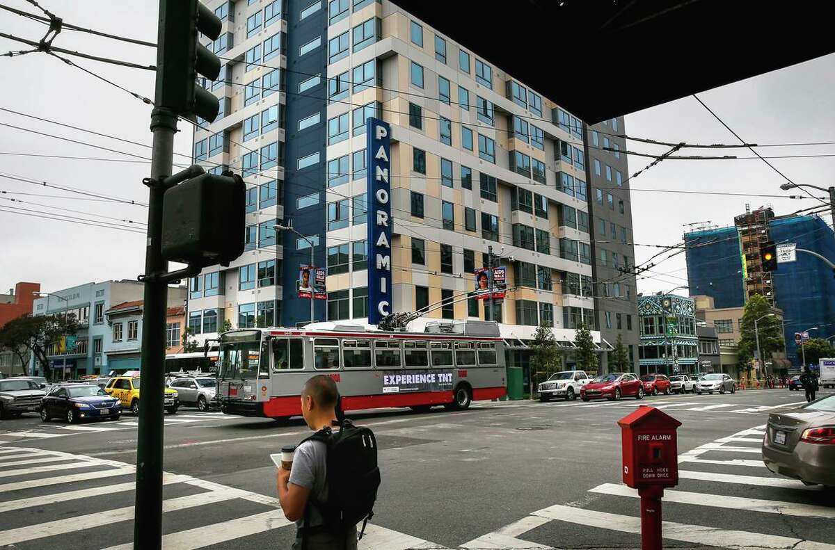 The Panoramic, on the corner of Mission and Ninth streets, has housed students. Now the city wants to buy the building and use it to provide homes for unhoused people.