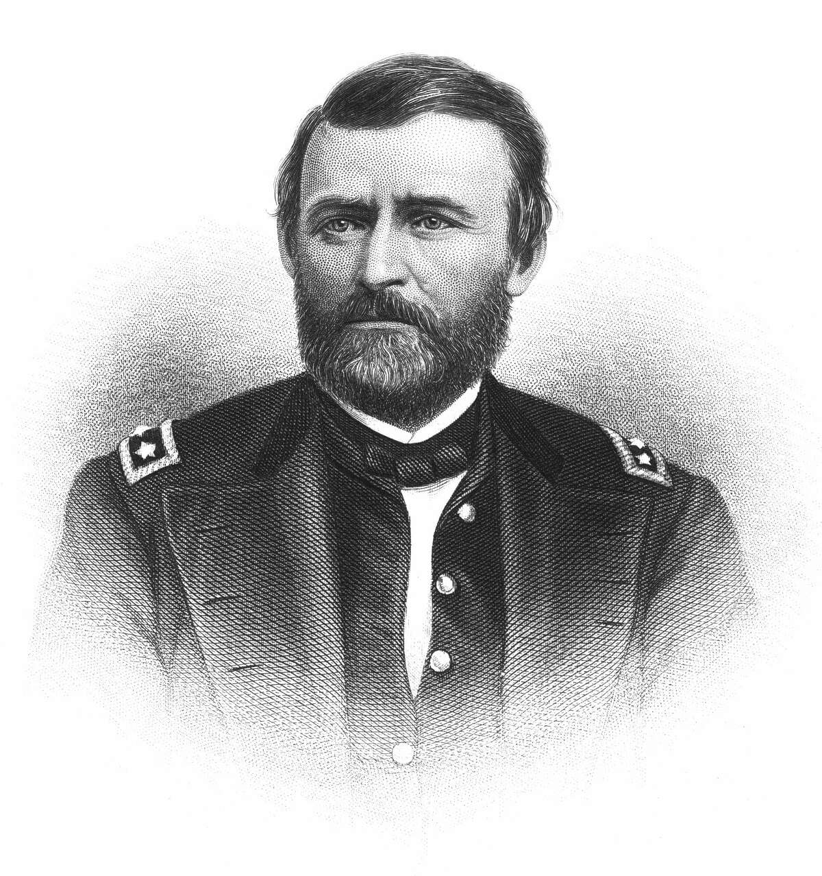 FILE - A printed image of President Ulysses S. Grant. 