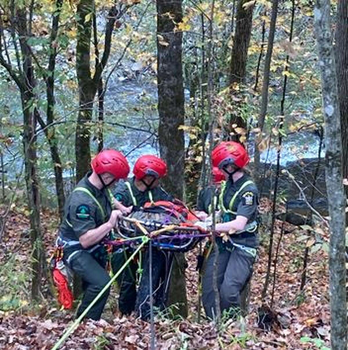 As well as conducting searchers, forest rangers recently practiced rope rescues.