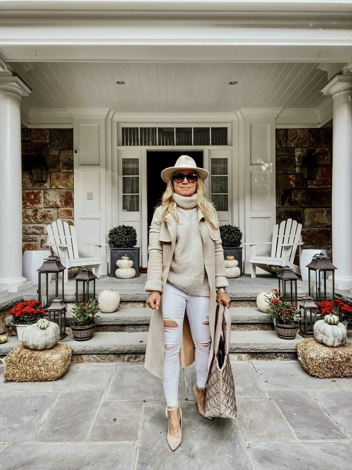 Joanna Young chose a neutral pallet of winter whites and taupes as her style for the Connecticut Post Mall’s Fall Fashion Style Challenge. The mall invited four fashion influencers to participate in the challenge.