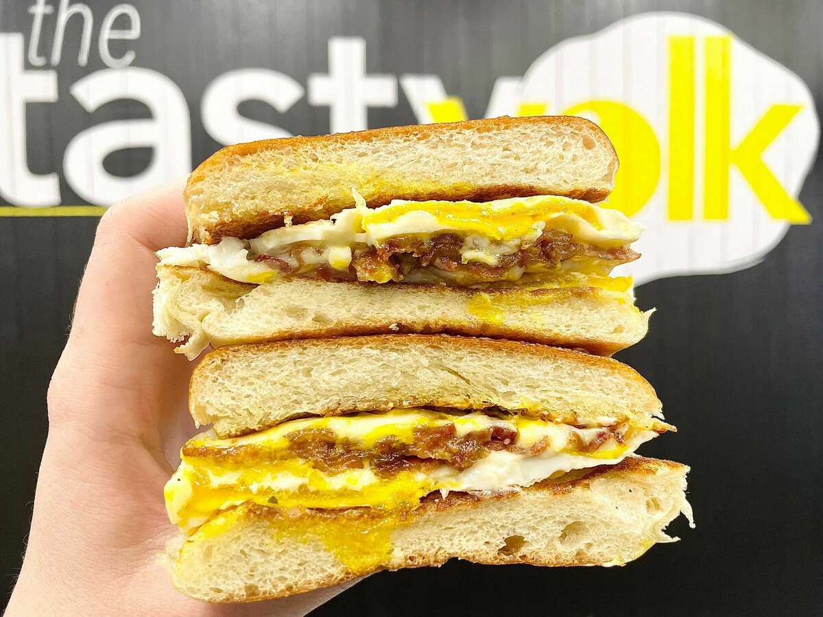The Pig is the most popular seller at the Tasty Yolk, a classic construction with bacon, egg and American cheese.