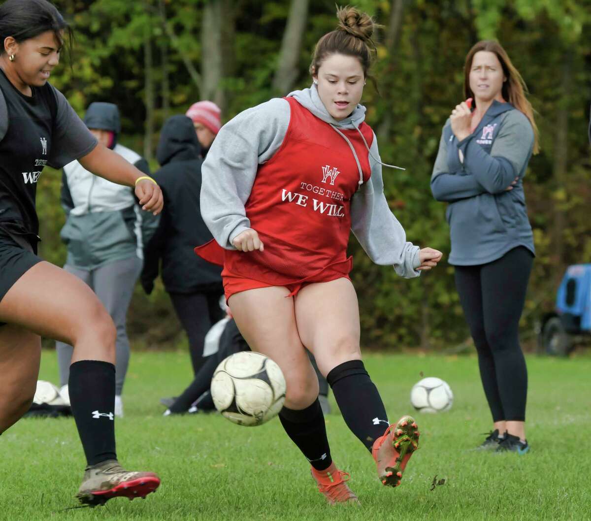 Waterford High School girl's soccer player Sophia Belonga seen at practice on Tuesday, Oct. 19, 2021, in Waterford, N.Y.
