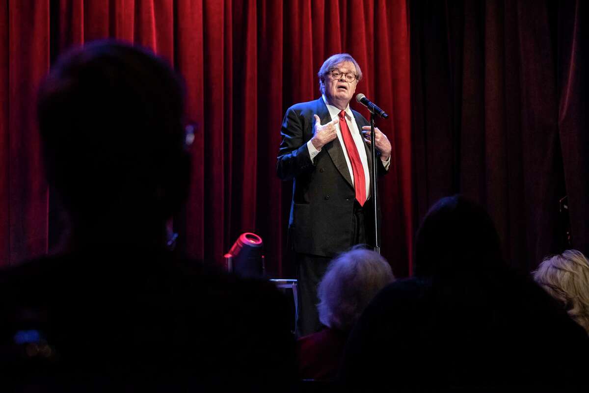 Garrison Keillor onstage at Sellersville Theater in Pennsylvania. "I have no regrets," he told the audience. "It's all amusing at this point."