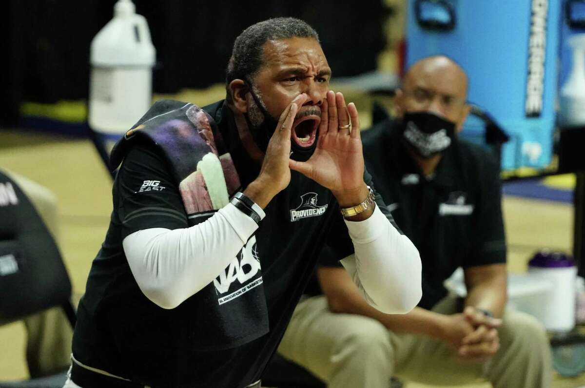 Providence coach Ed Cooley reacts the sideline in the first half against UConn in February.