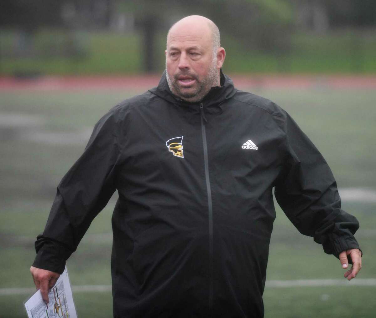 Amity coach Craig Bruno during a game against Westhill on Oct. 4.