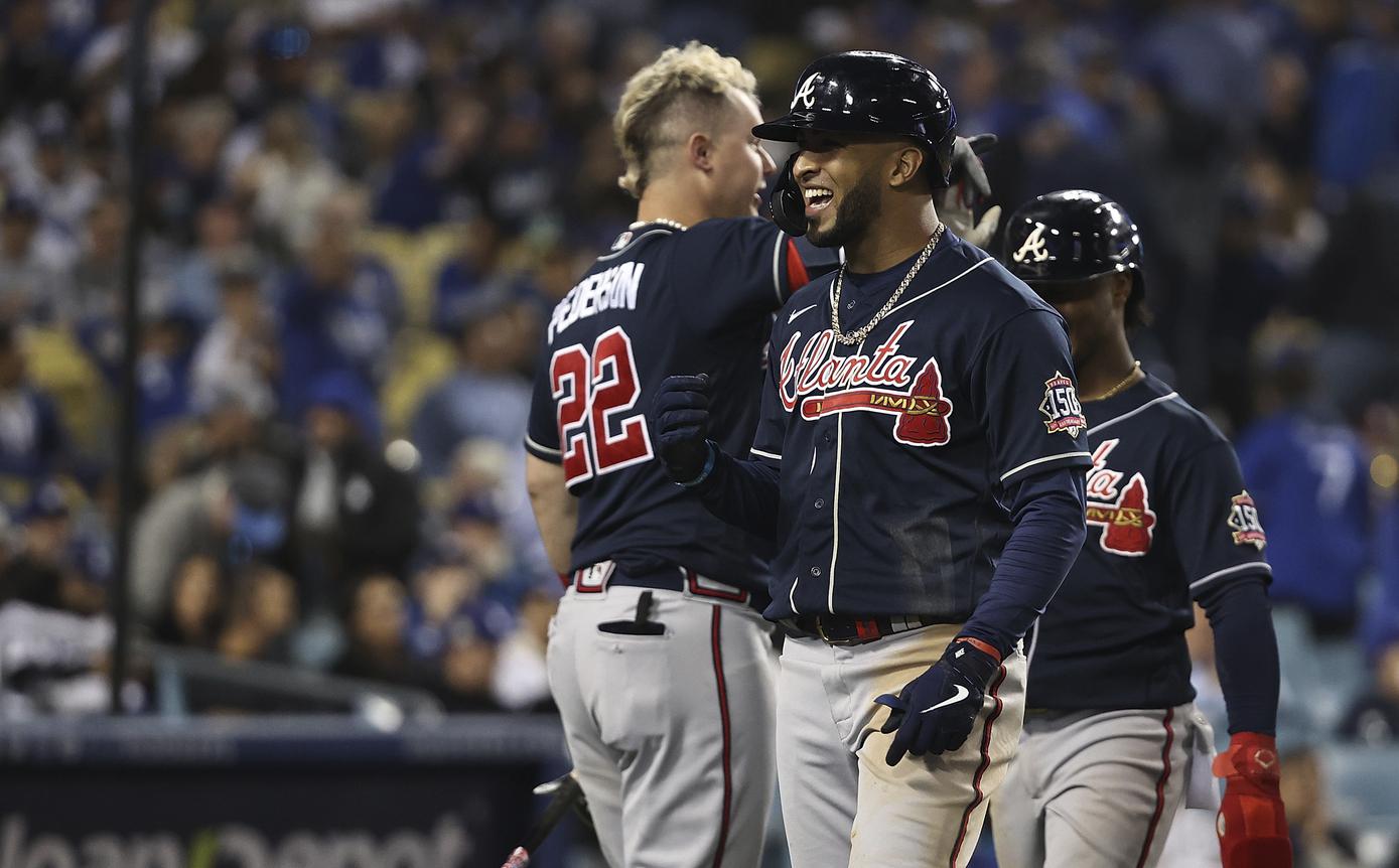 Eddie Rosario leads Braves to rout of Dodgers in NLCS