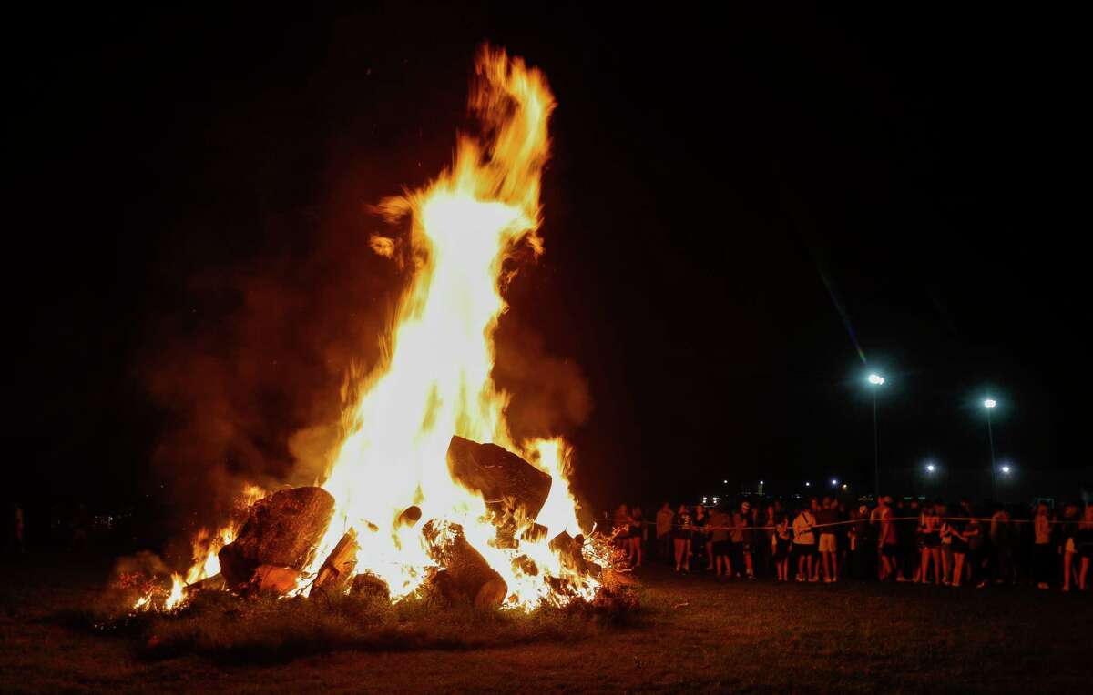 The Montgomery High School community came together for the school’s annual bonfire at Fellowship of Montgomery, Wednesday, Oct. 20, 2021, in Montgomery. The Bears will host Lamar Consolidated on Friday for their homecoming game.