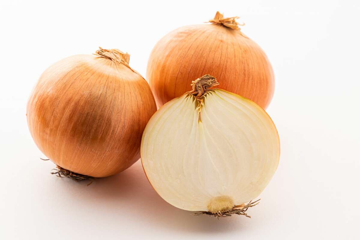 FILE - A closeup photo of onions. 