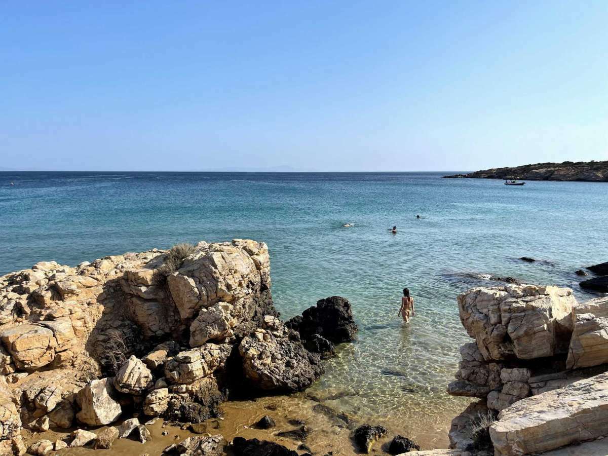 Paros: Faragas Beach is known for its rock formations and popular tavernas.