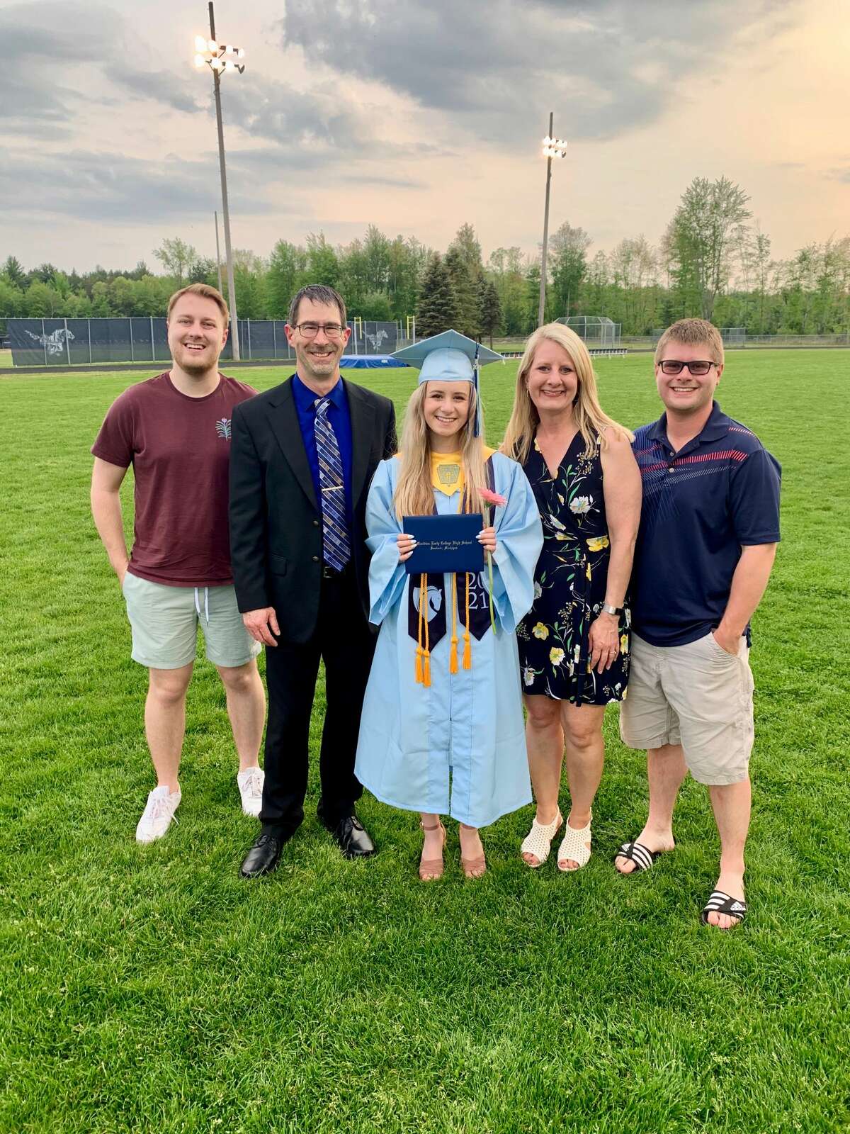 Meridian Junior High School Principal Kent Boxey, second from left, is pictured with his family: from left, son Devin, daughter Dana, wife Amy, and son Donovan.
